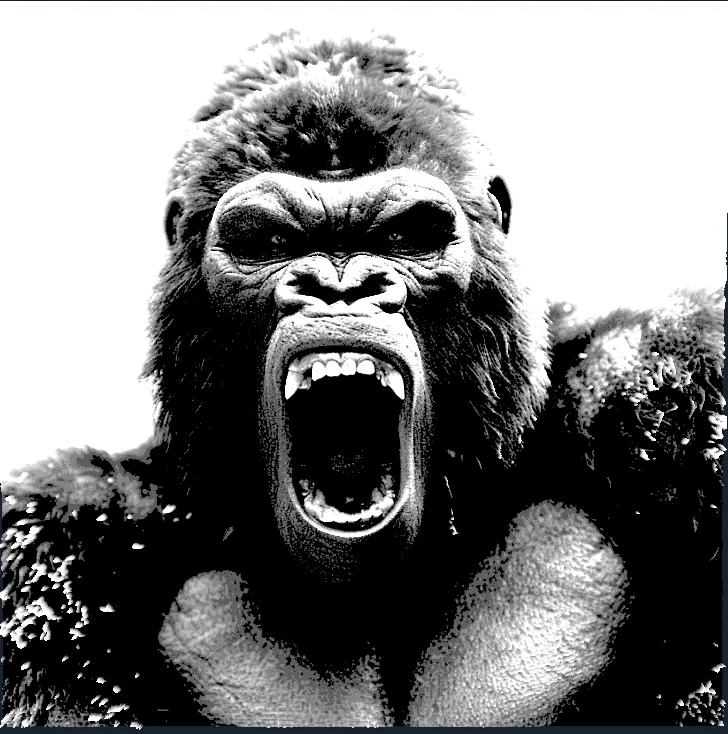 Angry Gorilla Simple B&W Print (HueForge)