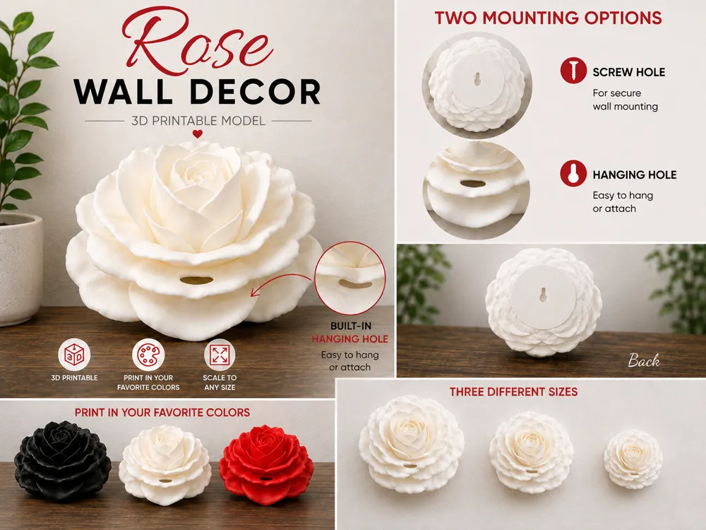 Letrero o emblema decorativo: Rose Flower Wall Decor. Referencia del modelo original.