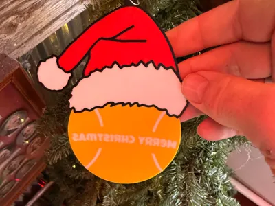 Tennis Ball Santa Hat Christmas Ornament