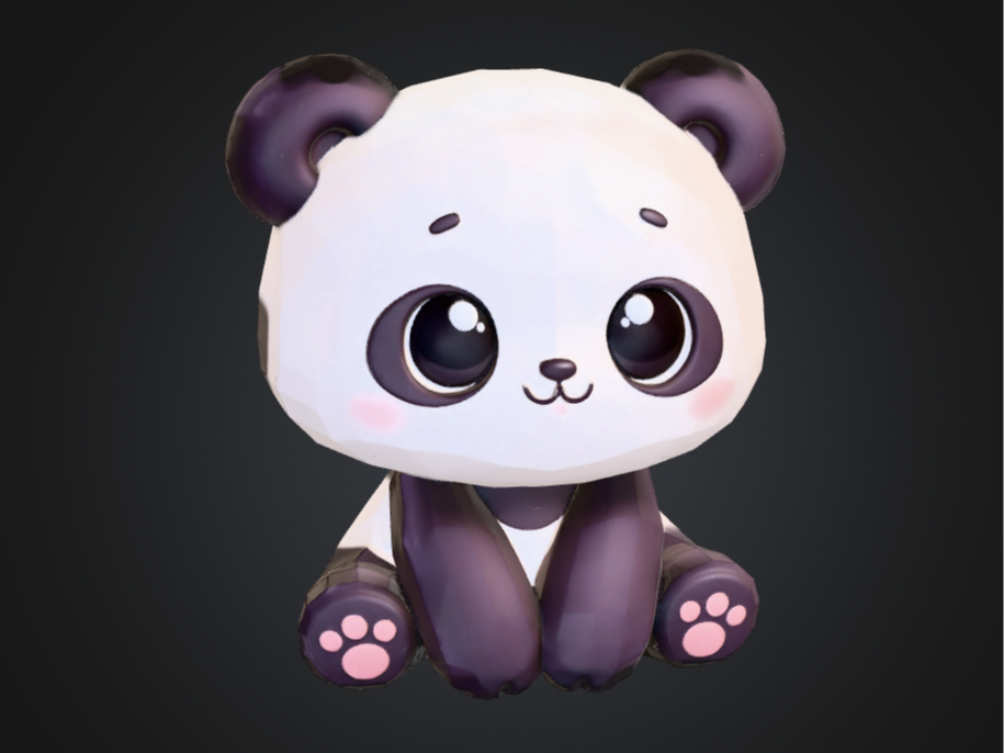 Adorable Geometric Sitting Panda Figurine