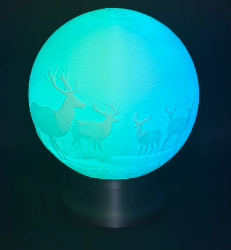 Lithophane Kgellampe Hirsch,Landschaft