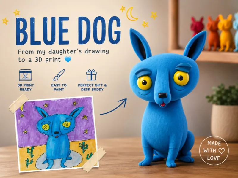 Blue Dog –From My Daughter's Drawing to a 3D Print