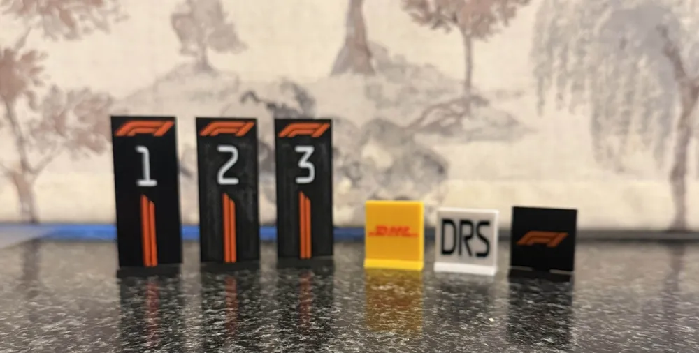 Speed Champions Parc Ferme & F1 Sign Set - Free 3D Print Model - MakerWorld