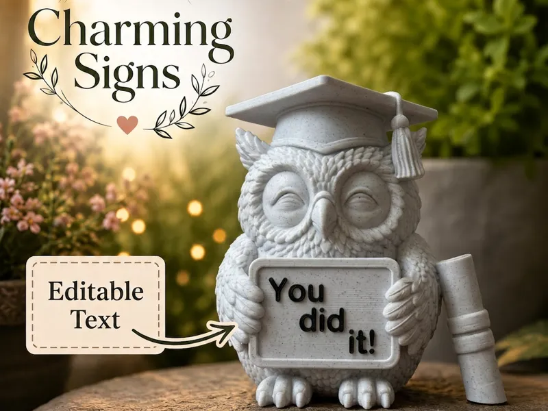 Owl Graduation Charming Sign