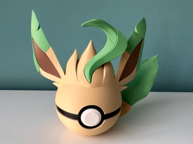 Leafeon Ball - Pokemon - Pokeball Functional - Free 3D Print Model - MakerWorld