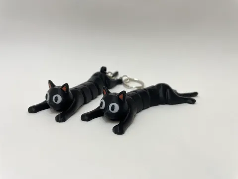 Articulated Black Cat - doll / keychain view 2