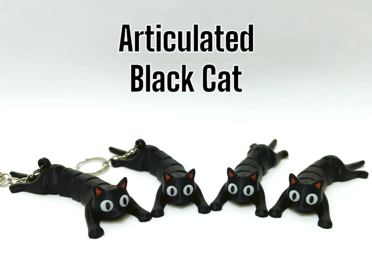 Articulated Black Cat - doll / keychain by mail.iou MakerWorld: Download Free 3D Models - 3D model önizlemesi