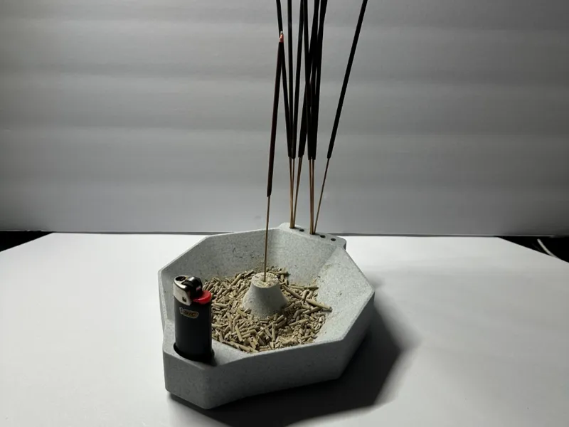 Incense Stand w/ Lighter Slot & Storage