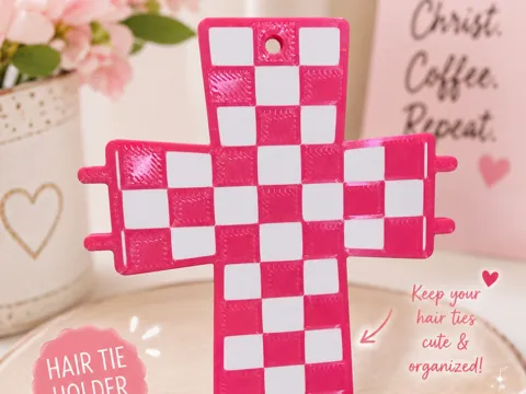 Accesorio para sujetar ligas de cabello: Checkered Cross Hair tie Holder — referencia de MakerWorld