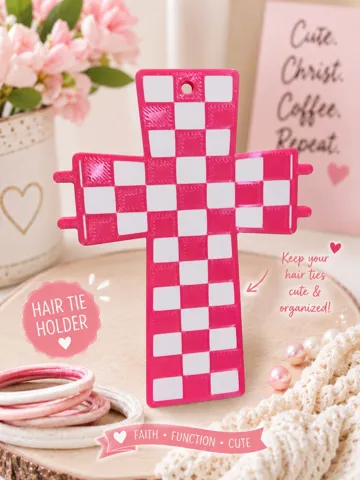 Accesorio para sujetar ligas de cabello: Checkered Cross Hair tie Holder — vista de referencia 2