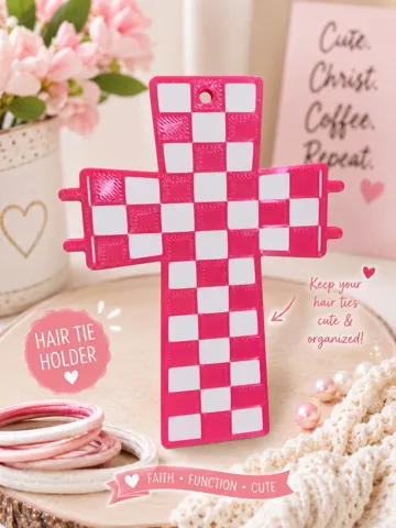 Accesorio para sujetar ligas de cabello: Checkered Cross Hair tie Holder — vista de referencia 3