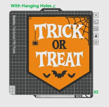 Modelo para impresión 3D: Trick or Treat Halloween Plaque — vista de referencia 5