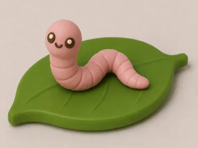 Friendly Worm on a Leaf ( PANDA PALS )