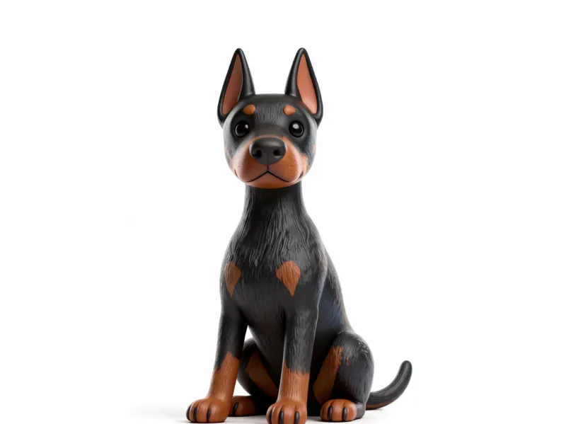 Doberman Pinscher Figurine – Cute Stylized Dog 
