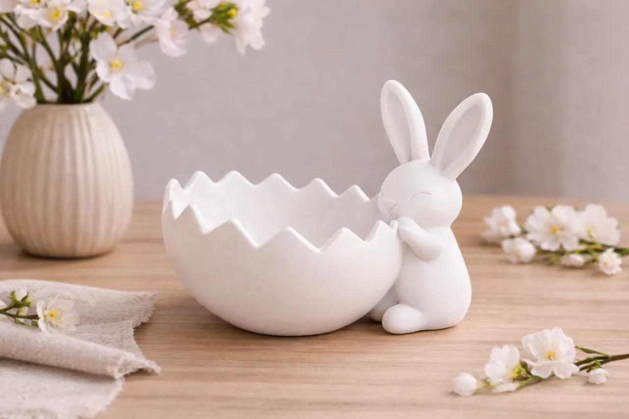 Bunny Eggshell Bowl – Easter Decor view 2