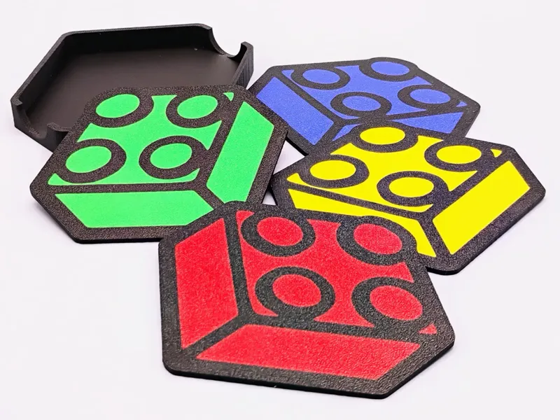 Coaster Set and Matching Holder for AFOLs