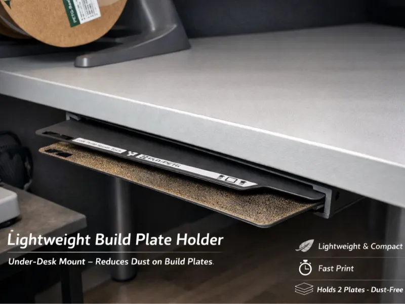 Dust-Free 2x Build Plate Under Desk Holder