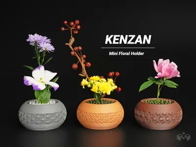 迷你剑山花蛙——插花桌面花瓶来自Meyui MakerWorld：免费下载3D 模型