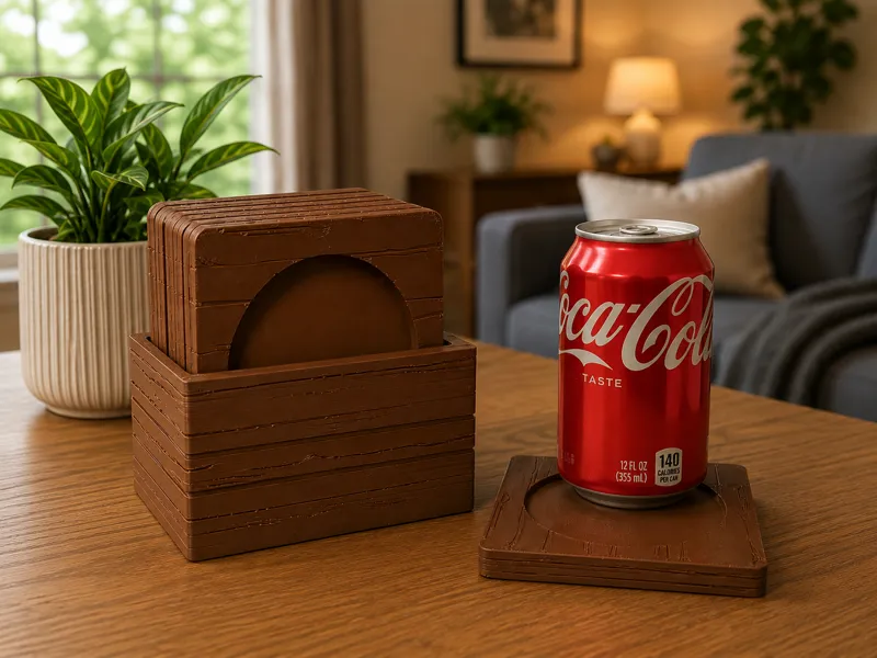 Wood Grain Rustic Coaster Set