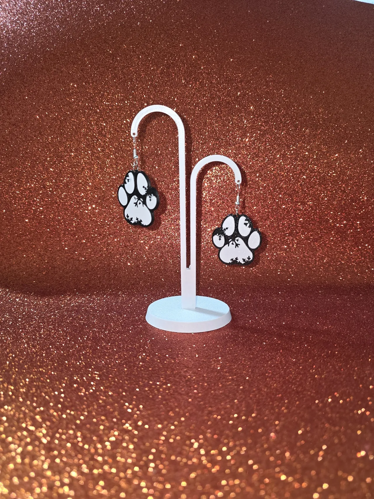Winter paw earrings view 3