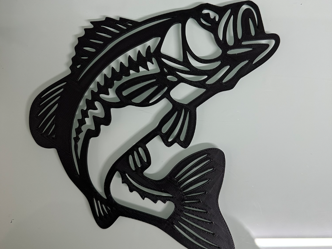 Stylized Black Bass Wall Art - Easy Print 