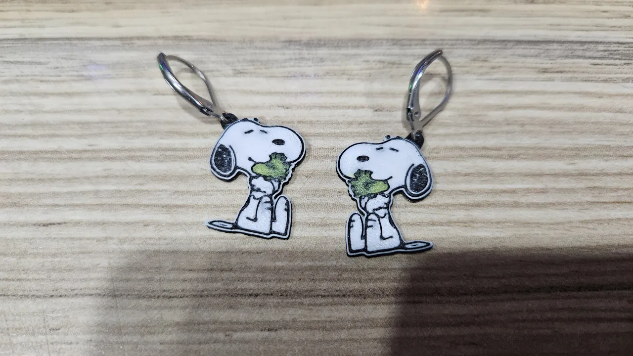 Snoopy earrings view 2