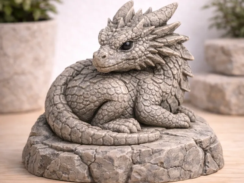 Stone Hatchling Dragon Statue