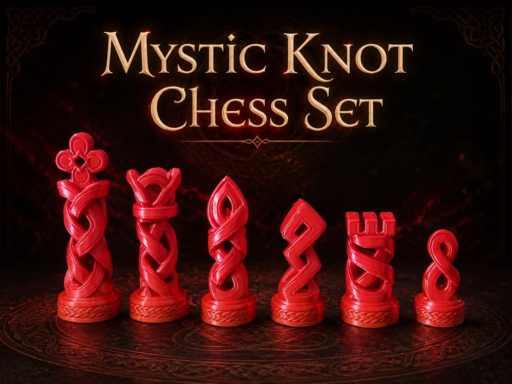 Letrero o emblema decorativo: Mystic Knot Chess Set – Fantasy Chess Pieces. Referencia del modelo original.