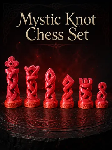 Letrero o emblema decorativo: Mystic Knot Chess Set – Fantasy Chess Pieces — vista de referencia 2