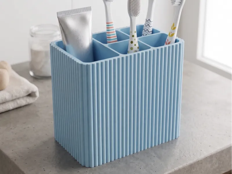 Modern Ribbed Toothbrush & Toothpaste Holder