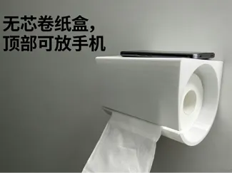 厕所无芯卷纸盒,带存放平台可放手机