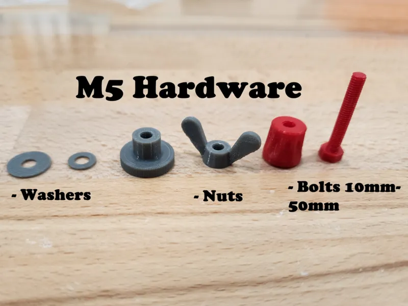 M5 Printable Hardware - Hex Bolts, Nuts, Washers