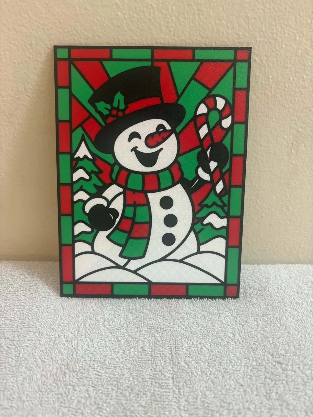 Christmas Snowman Stained Glass | 4 Color - Free 3D Print Model ...