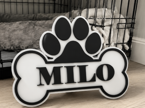 Personalised Paw & Bone Dog Name Sign