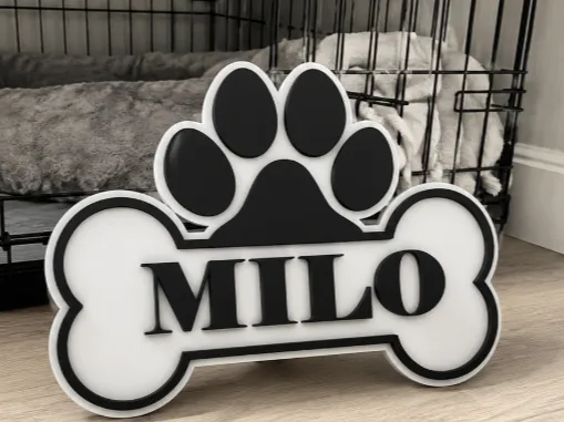 Personalised Paw & Bone Dog Name Sign