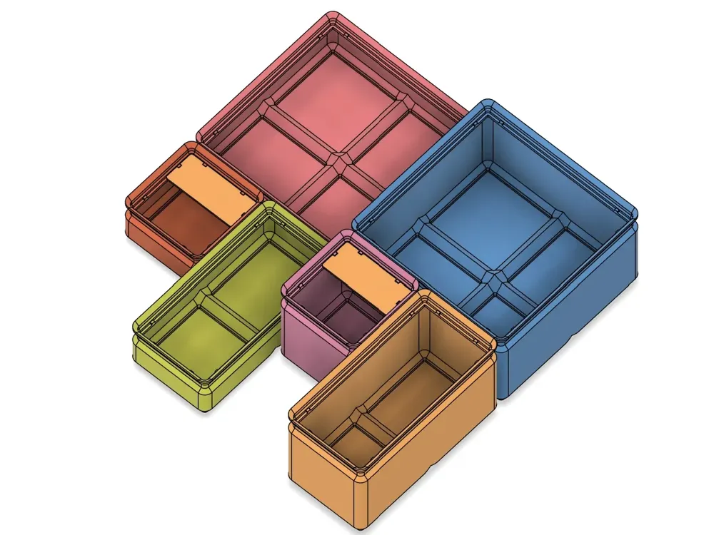 40mm Gridfinity storage box parts (modular multi-size, stackable, thin ...