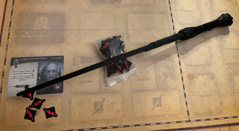 Hogwarts Battle BG magnetized wands and dmg tokens