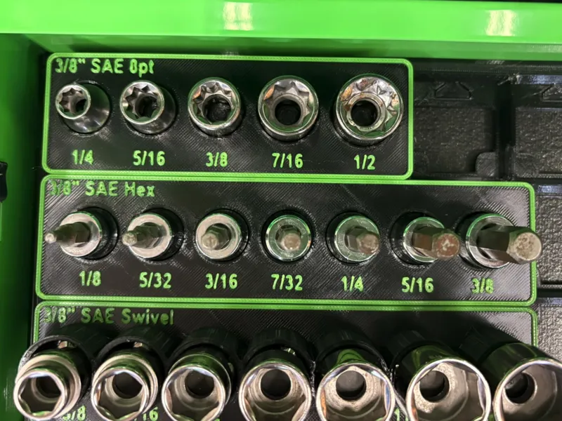 3/8" SAE Hex Socket Holder Gridfinity