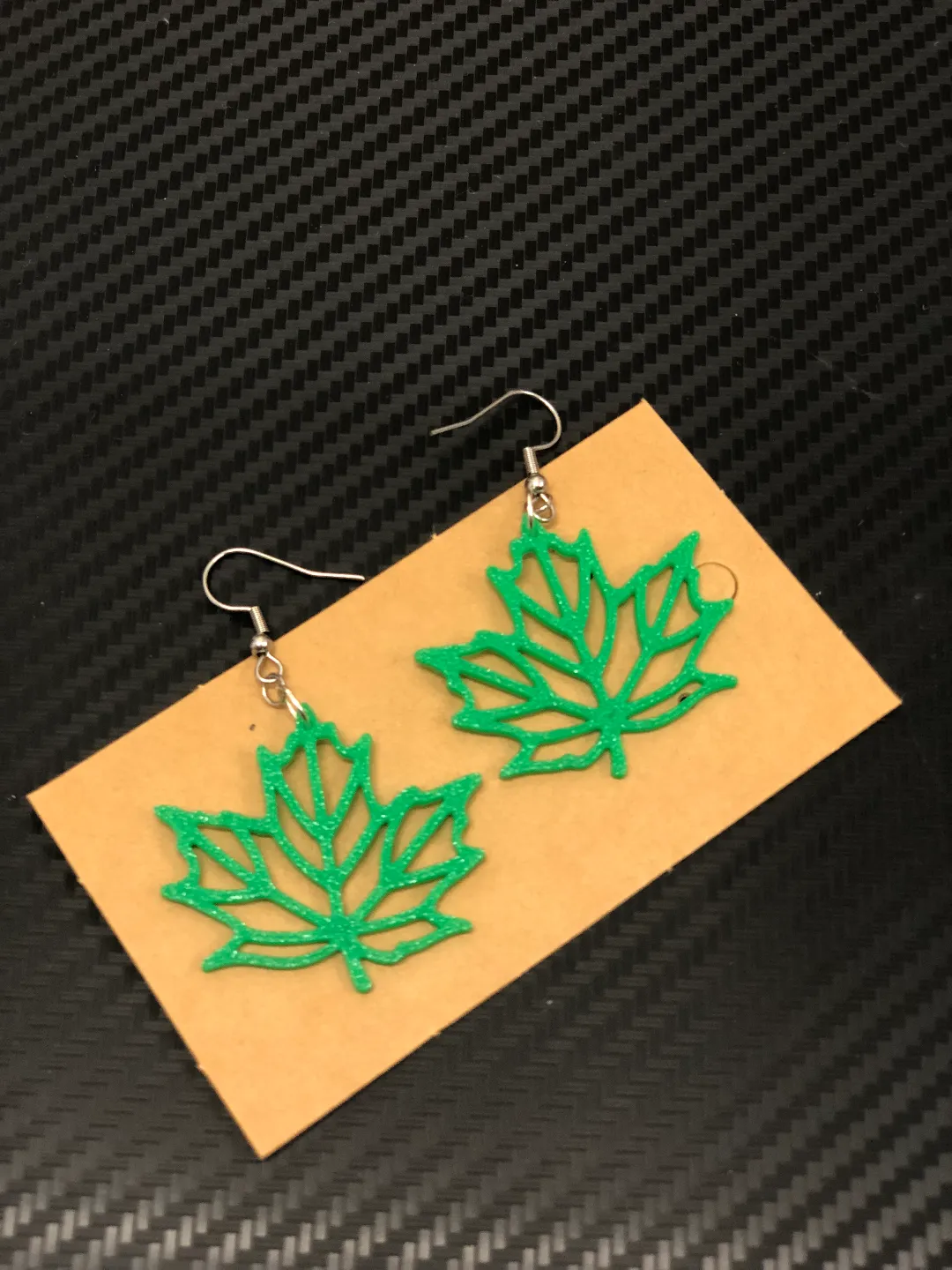 Maple leaf earrings view 2