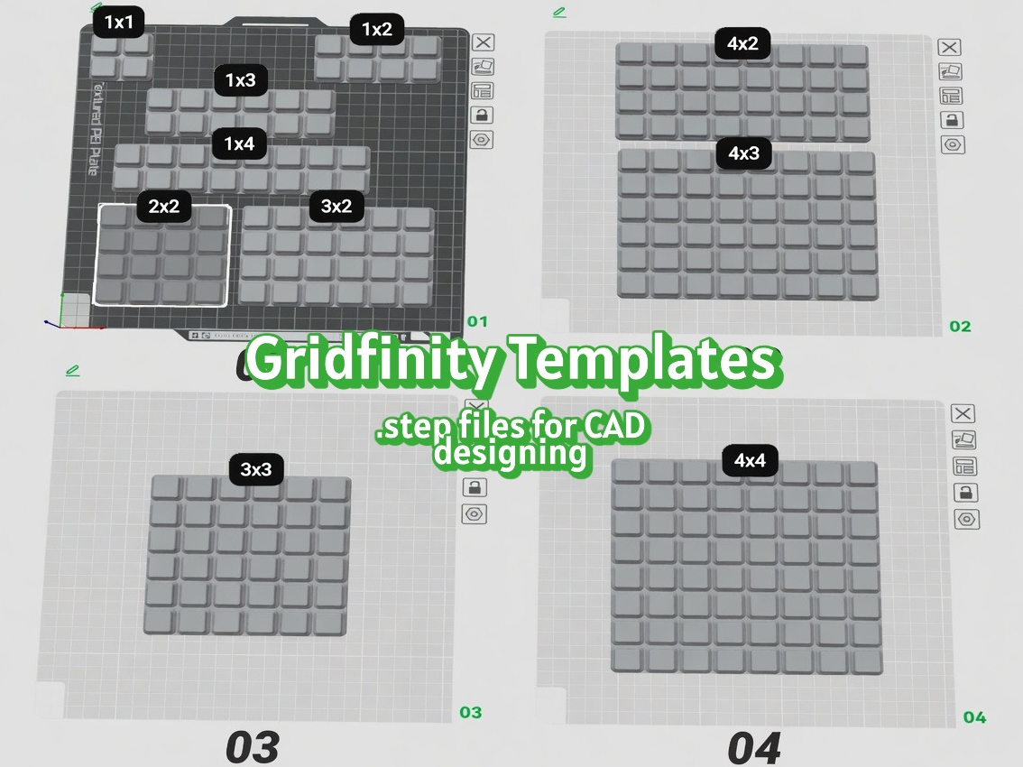Gridfinity Blank Templates - STEP files for CAD