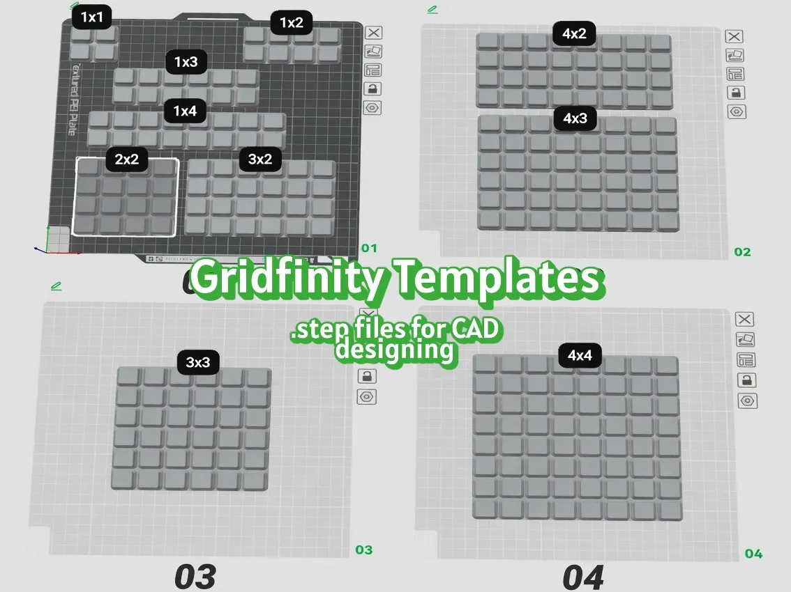 Gridfinity Blank Templates - STEP files for CAD - Free 3D Print Model ...