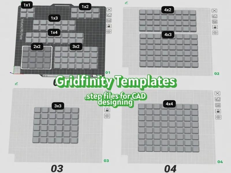 Gridfinity Blank Templates - STEP files for CAD