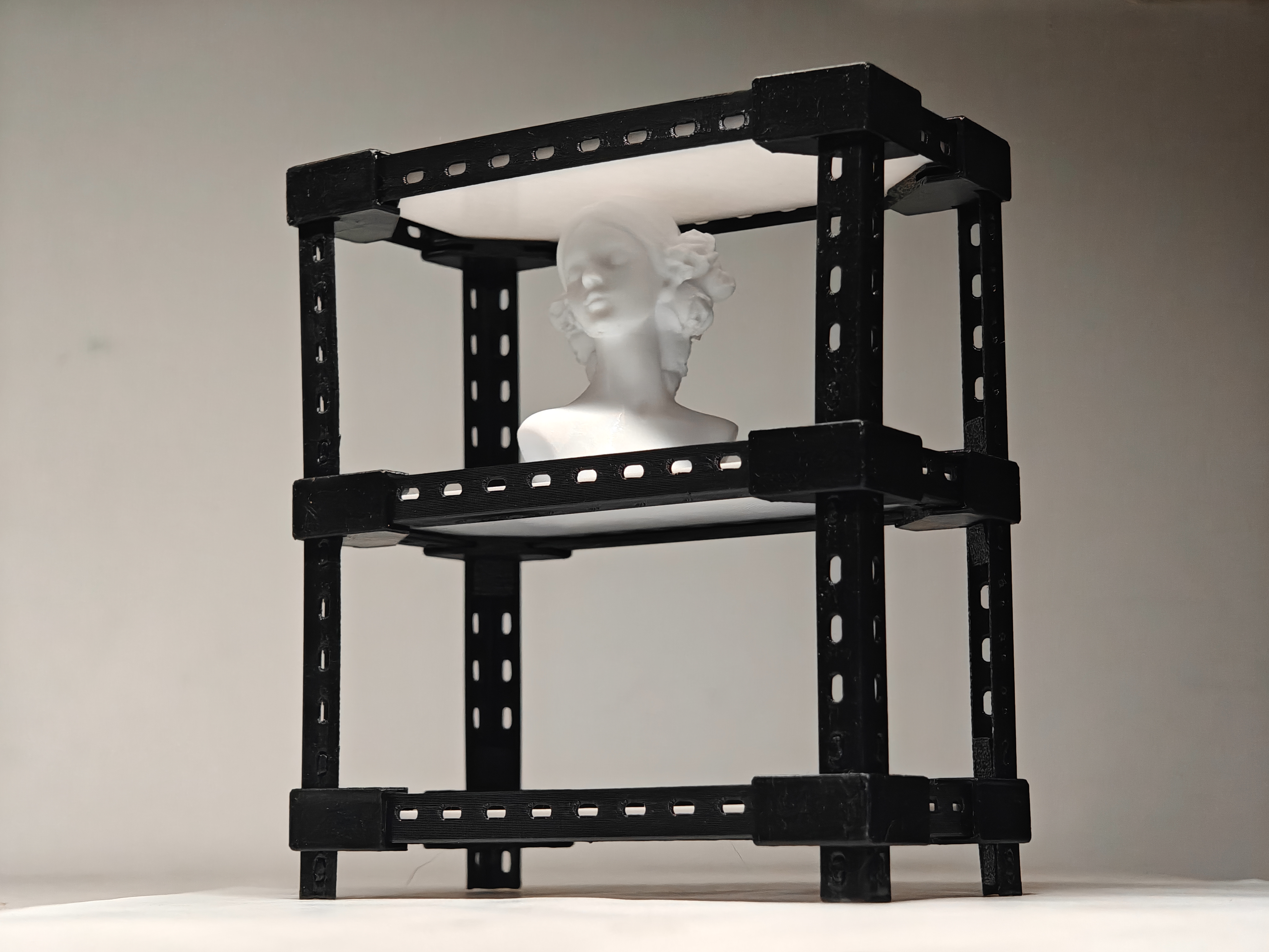 Miniatura 2 do modelo 3D 角钢角铁置物架（手动拼装）石膏头手办展示/收纳架 A1 mini可打