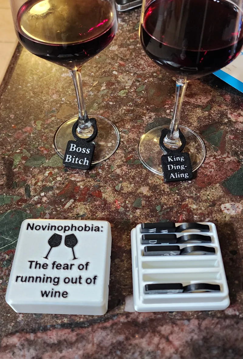 Wine glass ID tag set with box