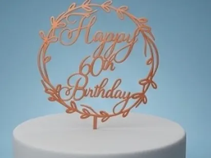 Elegant 60th Birthday Wreath Cake Topper