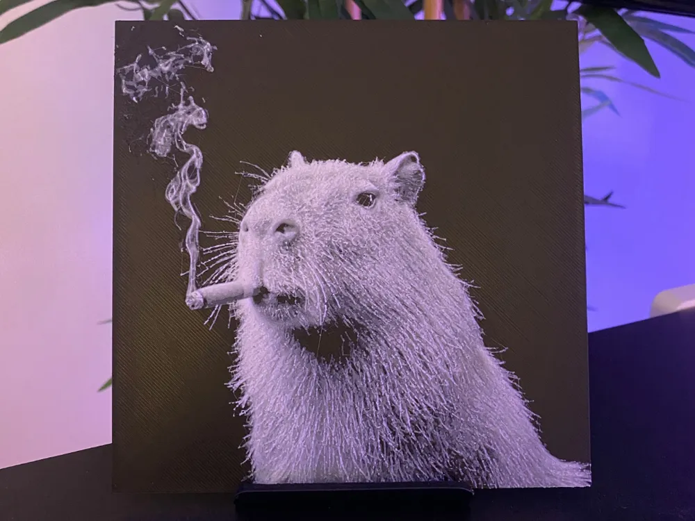 Capybara smoking a cigar Hueforge - Free 3D Print Model