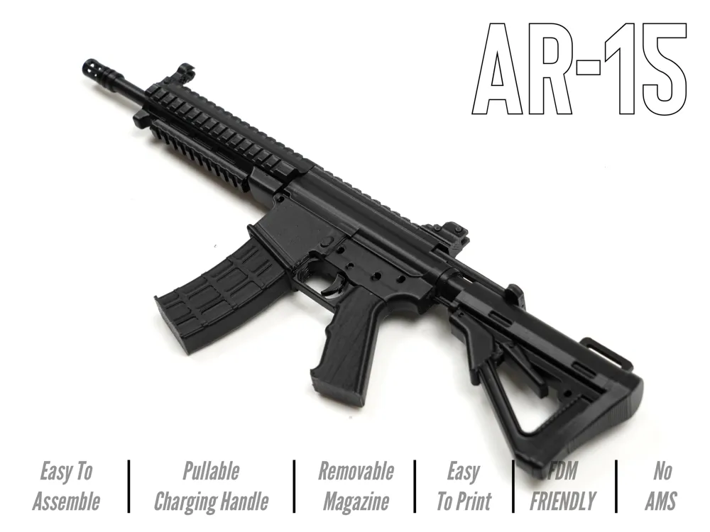 AR-15 Rifle | Mechanical Display Model - Free 3D Print Model - MakerWorld