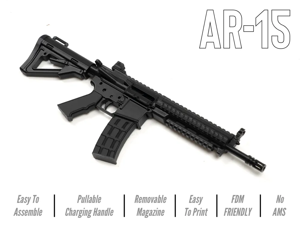 AR-15 Rifle | Mechanical Display Model - Free 3D Print Model - MakerWorld