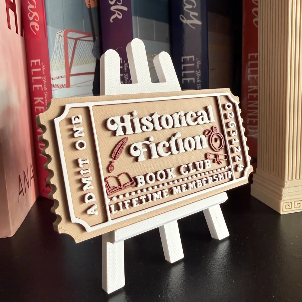 Historical Fiction Bookshelf Ticket Sign - Free 3D Print Model - MakerWorld