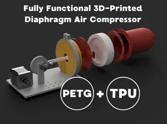 Functional 3D-Printed Diaphragm Air Compressor